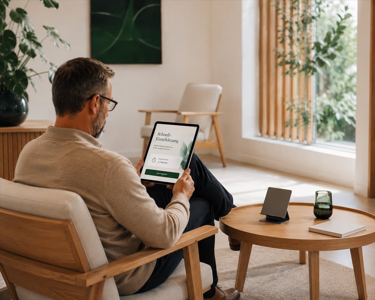 Aufbereitete Praxisinhalte auf dem ROOMUP Tablet – Themenwelten und Leistungen der Praxis.